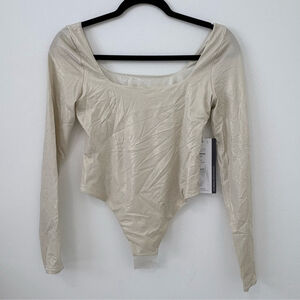 Lululemon | Wundermost Nulu Square-Neck LS Bodysuit Shine | Sz S | Bone | NWT